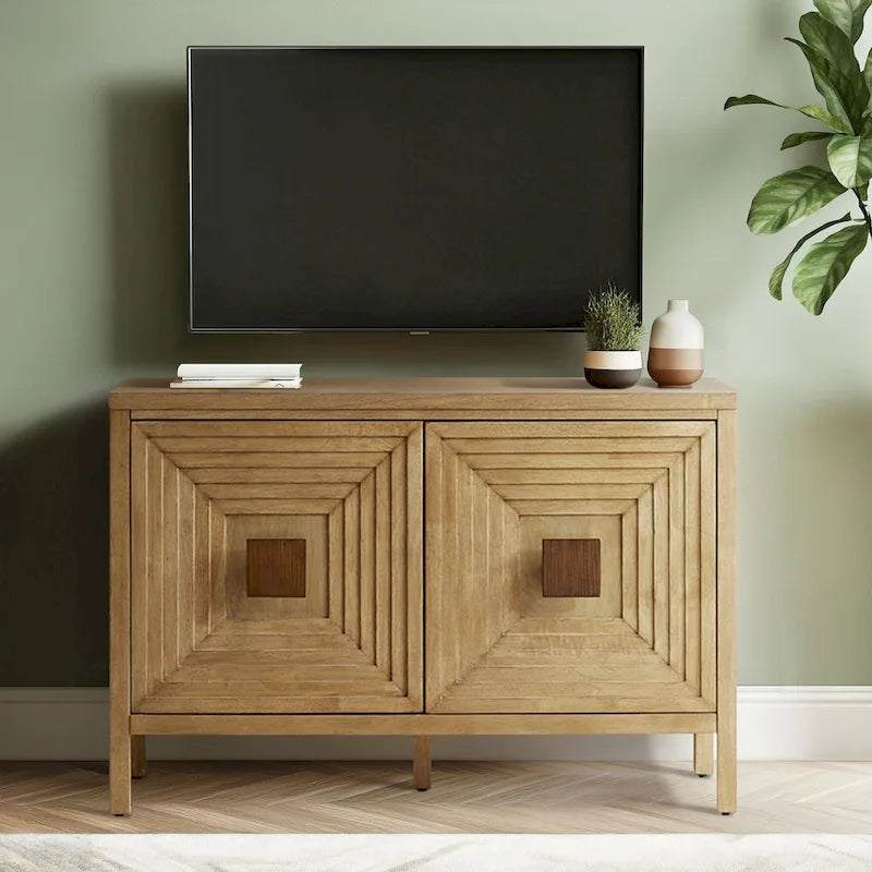 Armoire de rangement géométrique à 2 portes Madison Park Paige avec étagères réglables