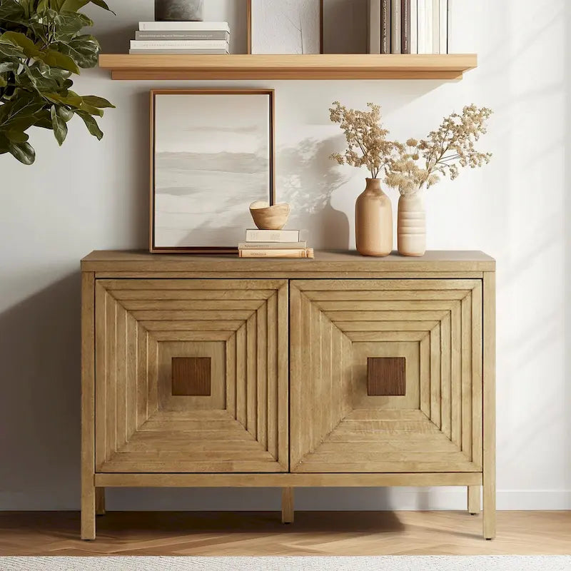 Armoire de rangement géométrique à 2 portes Madison Park Paige avec étagères réglables