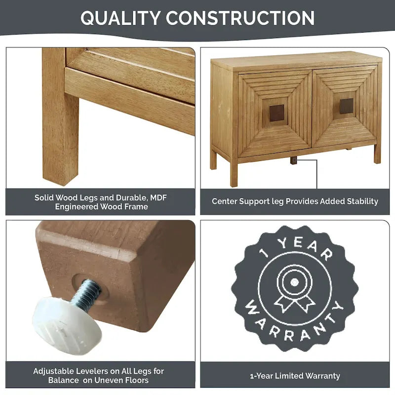 Armoire de rangement géométrique à 2 portes Madison Park Paige avec étagères réglables