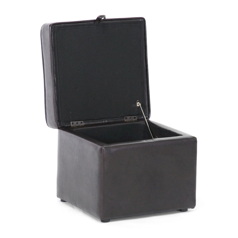 Pouf Sydney en similicuir marron foncé