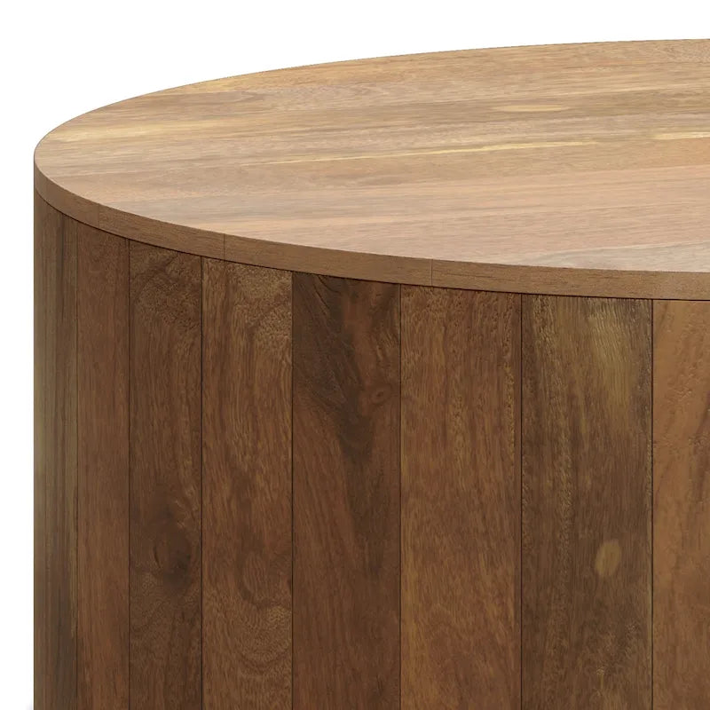 Table basse ronde contemporaine WYNDENHALL Hillmount en bois de manguier massif, 91 cm de diamètre, entièrement assemblée - 91 cm de profondeur x 91 cm de largeur x 36 cm de hauteur
