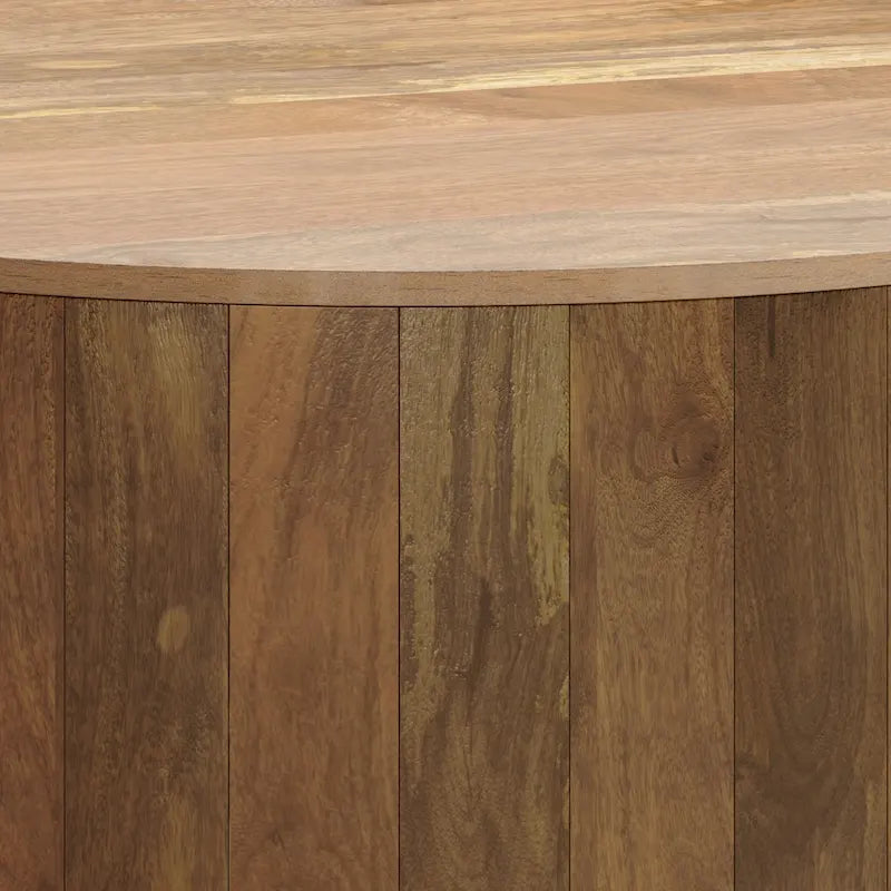 Table basse ronde contemporaine WYNDENHALL Hillmount en bois de manguier massif, 91 cm de diamètre, entièrement assemblée - 91 cm de profondeur x 91 cm de largeur x 36 cm de hauteur