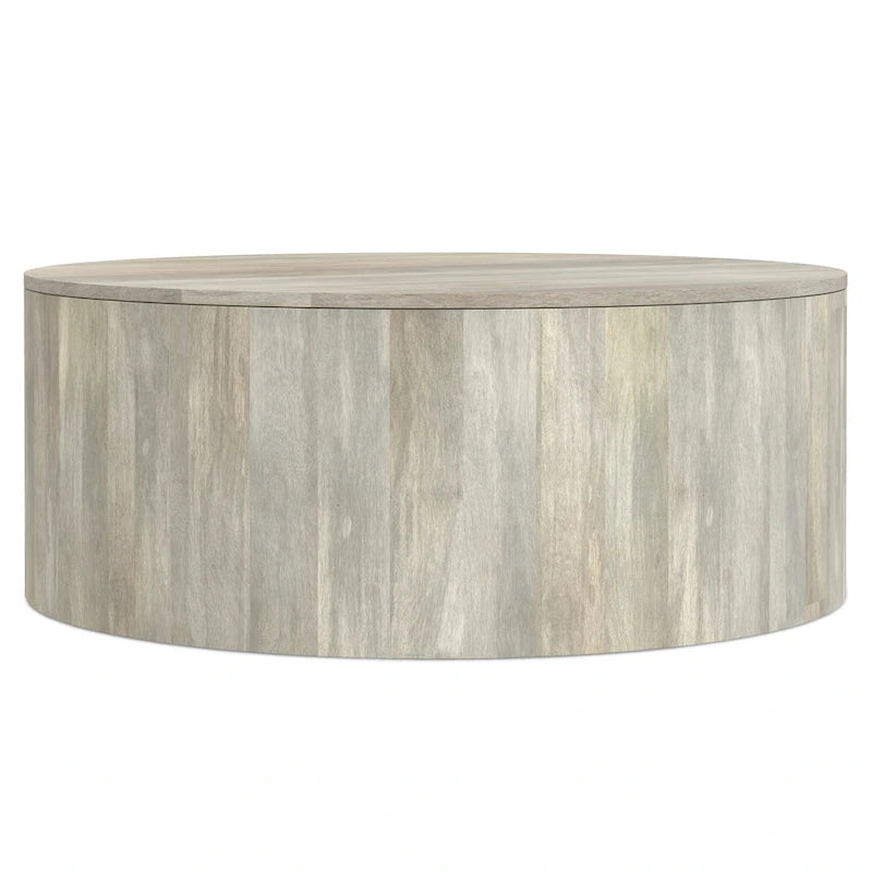 Table basse ronde contemporaine WYNDENHALL Hillmount en bois de manguier massif, 91 cm de diamètre, entièrement assemblée - 91 cm de profondeur x 91 cm de largeur x 36 cm de hauteur