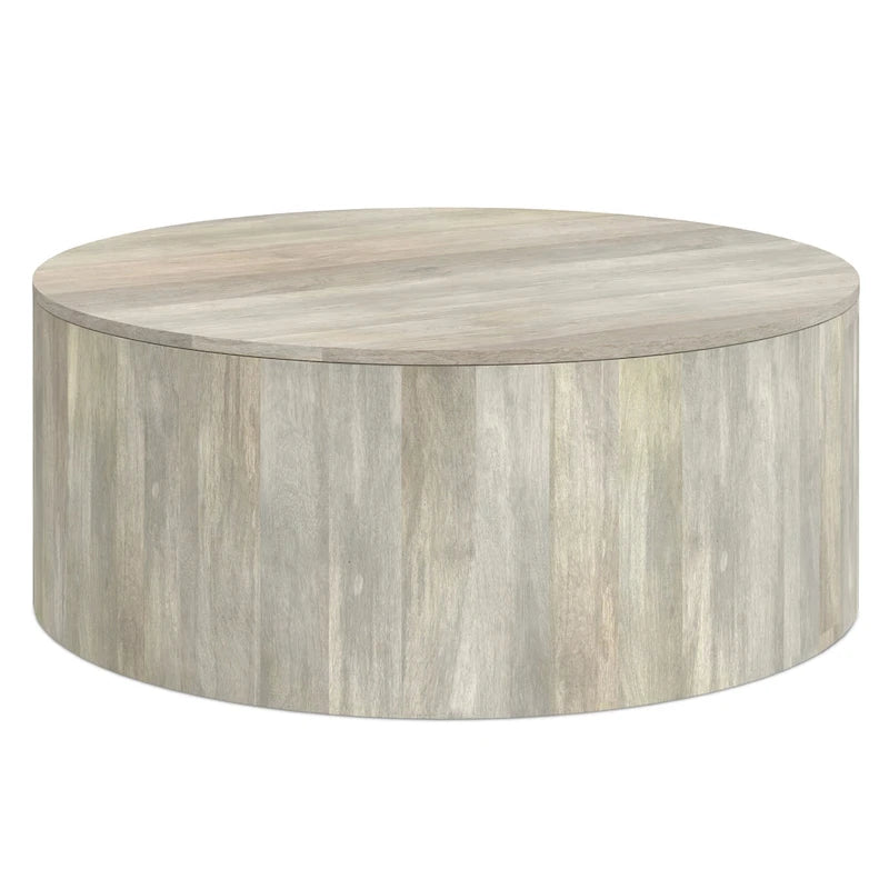 Table basse ronde contemporaine WYNDENHALL Hillmount en bois de manguier massif, 91 cm de diamètre, entièrement assemblée - 91 cm de profondeur x 91 cm de largeur x 36 cm de hauteur