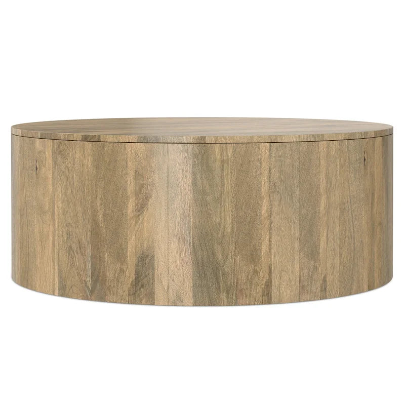 Table basse ronde contemporaine WYNDENHALL Hillmount en bois de manguier massif, 91 cm de diamètre, entièrement assemblée - 91 cm de profondeur x 91 cm de largeur x 36 cm de hauteur