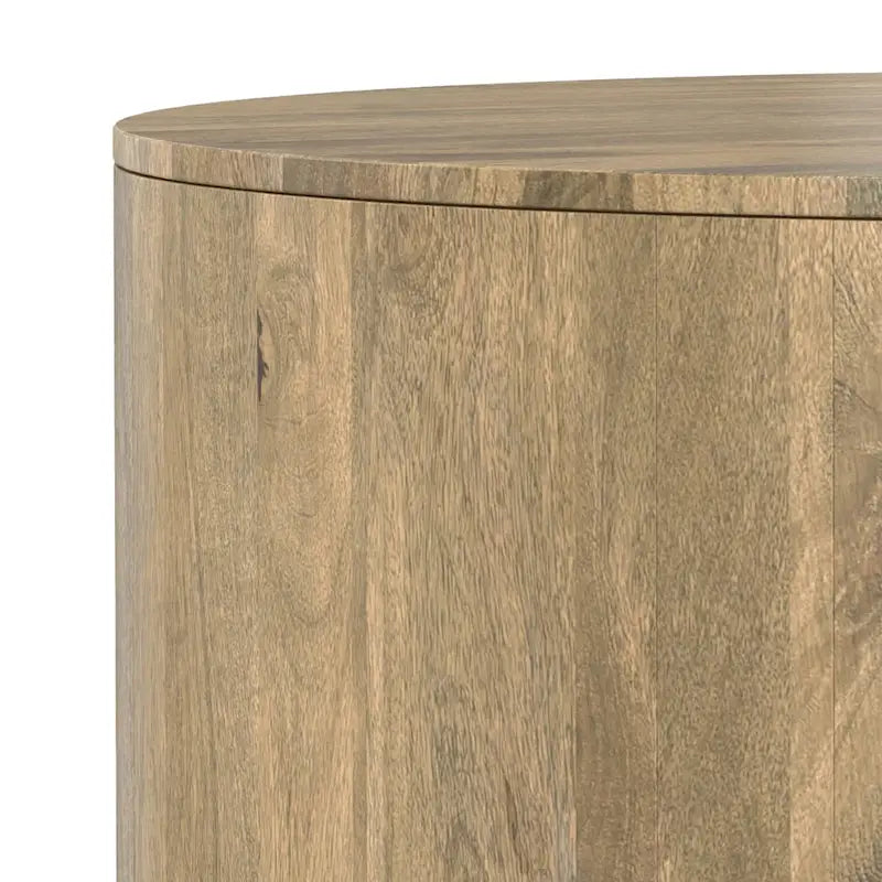 Table basse ronde contemporaine WYNDENHALL Hillmount en bois de manguier massif, 91 cm de diamètre, entièrement assemblée - 91 cm de profondeur x 91 cm de largeur x 36 cm de hauteur