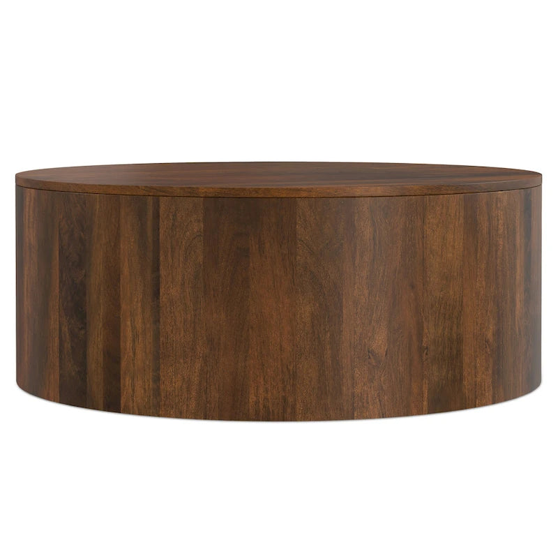 Table basse ronde contemporaine WYNDENHALL Hillmount en bois de manguier massif, 91 cm de diamètre, entièrement assemblée - 91 cm de profondeur x 91 cm de largeur x 36 cm de hauteur
