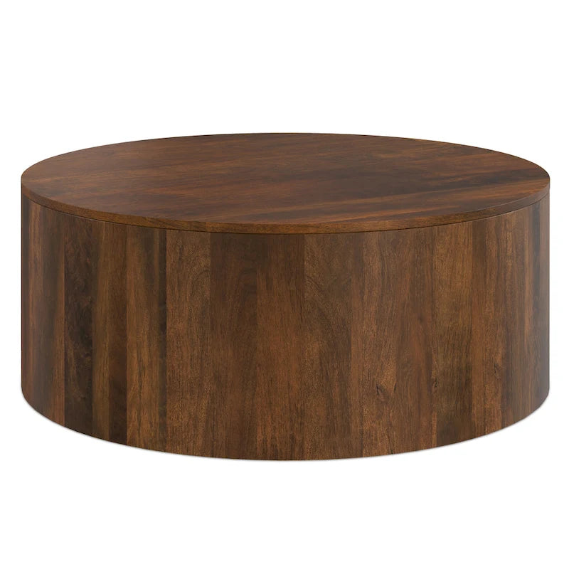 Table basse ronde contemporaine WYNDENHALL Hillmount en bois de manguier massif, 91 cm de diamètre, entièrement assemblée - 91 cm de profondeur x 91 cm de largeur x 36 cm de hauteur