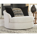Signature Design by Ashley Cambri White Oversized Round Swivel Chair - 58W x 54D x 39H