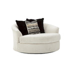 Fauteuil pivotant rond surdimensionné blanc Cambri, Signature Design by Ashley - 58 cm (L) x 54 cm (P) x 39 cm (H)