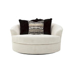 Fauteuil pivotant rond surdimensionné blanc Cambri, Signature Design by Ashley - 58 cm (L) x 54 cm (P) x 39 cm (H)