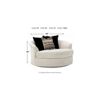 Fauteuil pivotant rond surdimensionné blanc Cambri, Signature Design by Ashley - 58 cm (L) x 54 cm (P) x 39 cm (H)