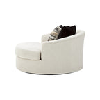 Fauteuil pivotant rond surdimensionné blanc Cambri, Signature Design by Ashley - 58 cm (L) x 54 cm (P) x 39 cm (H)
