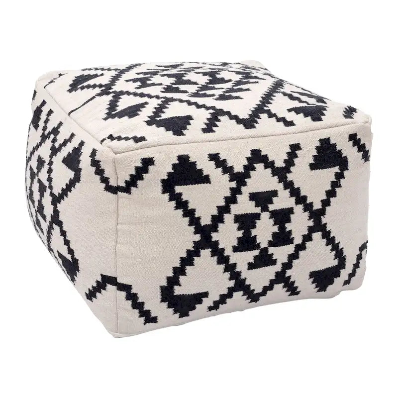 Lizardo Ottoman Beige & Black
