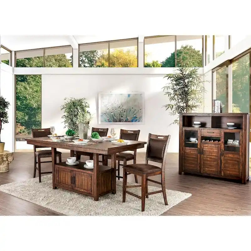 Table haute de comptoir rustique Rainier de 75 pouces en noyer de Furniture of America