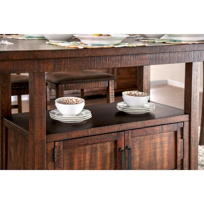 Table haute de comptoir rustique Rainier de 75 pouces en noyer de Furniture of America