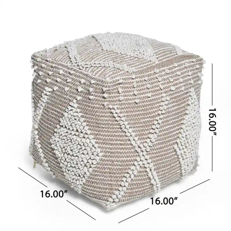 Pouf en laine Brinket Boho Cube de Christopher Knight Home