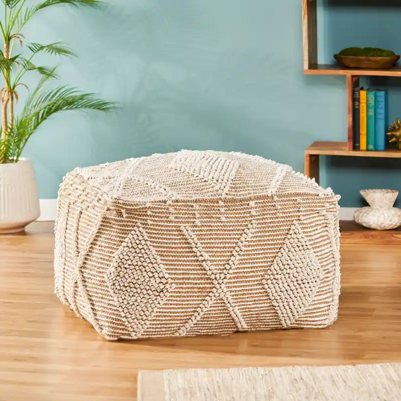 Pouf en laine Brinket Boho Cube de Christopher Knight Home