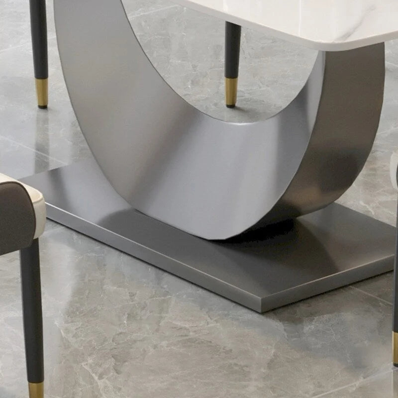 Table de salle à manger rectangulaire moderne en pierre frittée de 71 pouces