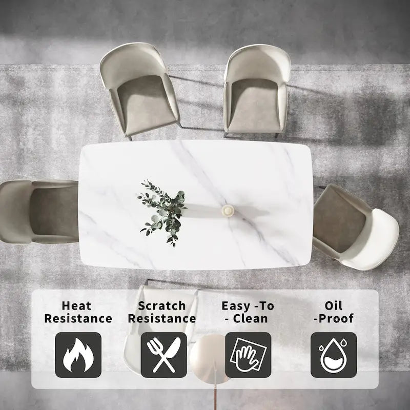 Table de salle à manger rectangulaire moderne en pierre frittée de 71 pouces