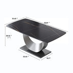 Table de salle à manger rectangulaire moderne en pierre frittée de 71 pouces