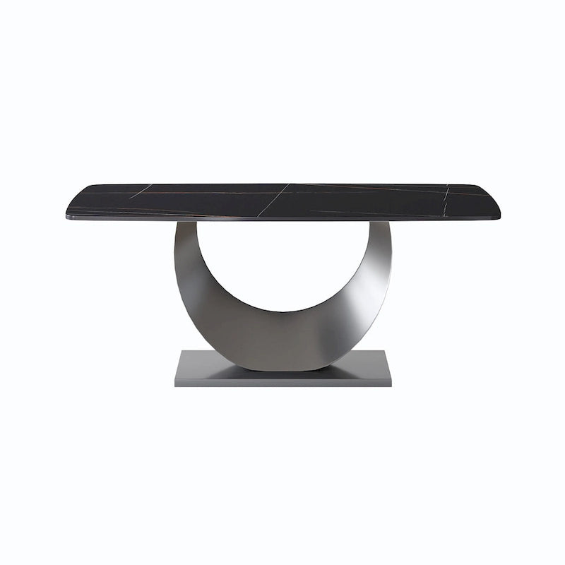 Table de salle à manger rectangulaire moderne en pierre frittée de 71 pouces