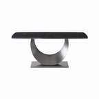 Table de salle à manger rectangulaire moderne en pierre frittée de 71 pouces