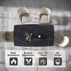 Table de salle à manger rectangulaire moderne en pierre frittée de 71 pouces