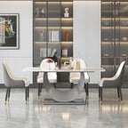 Table de salle à manger rectangulaire moderne en pierre frittée de 71 pouces