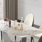 Table de salle à manger rectangulaire moderne en pierre frittée de 71 pouces