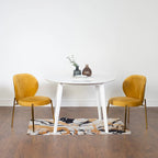 Ensemble de salle à manger contemporain 3 pièces Amoa de Roundhill Furniture, table ronde blanche et 2 chaises