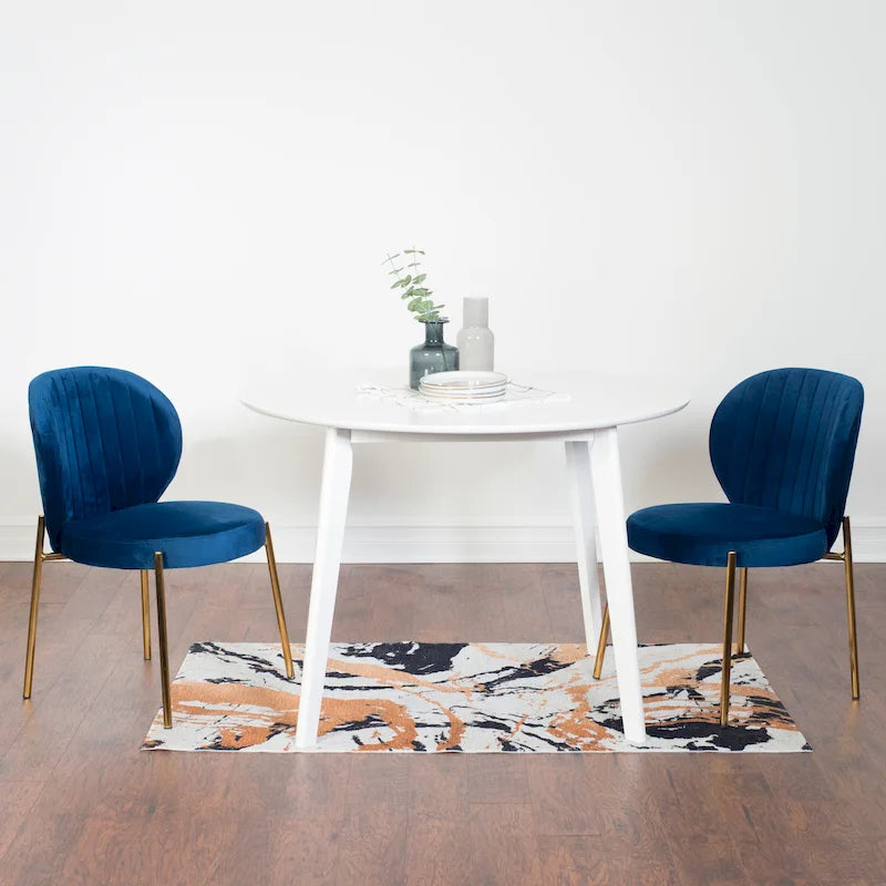 Ensemble de salle à manger contemporain 3 pièces Amoa de Roundhill Furniture, table ronde blanche et 2 chaises