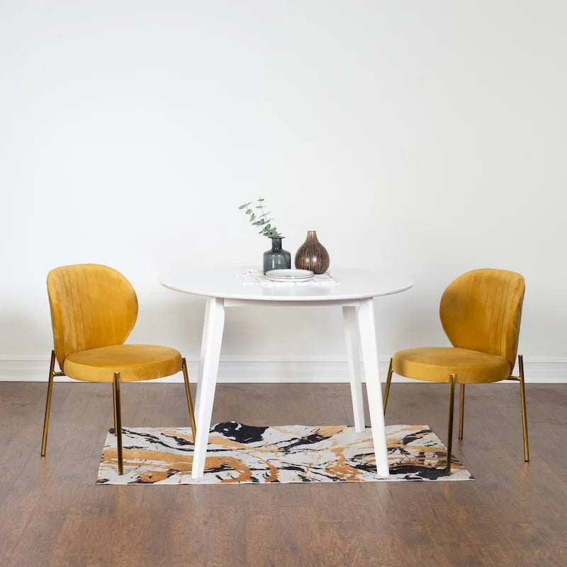 Ensemble de salle à manger contemporain 3 pièces Amoa de Roundhill Furniture, table ronde blanche et 2 chaises