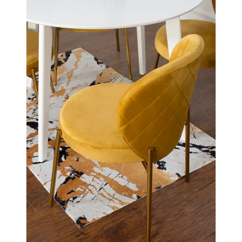 Ensemble de salle à manger contemporain 3 pièces Amoa de Roundhill Furniture, table ronde blanche et 2 chaises