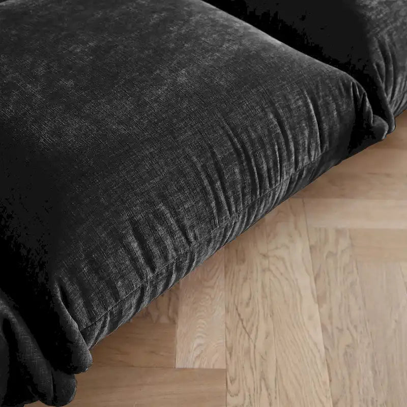 Canapé d'angle modulaire en chenille 104 cm, style moderne, semi-ferme, avec pouf