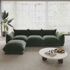 Canapé d'angle modulaire en chenille 104 cm, style moderne, semi-ferme, avec pouf