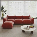 Canapé d'angle modulaire en chenille 104 cm, style moderne, semi-ferme, avec pouf