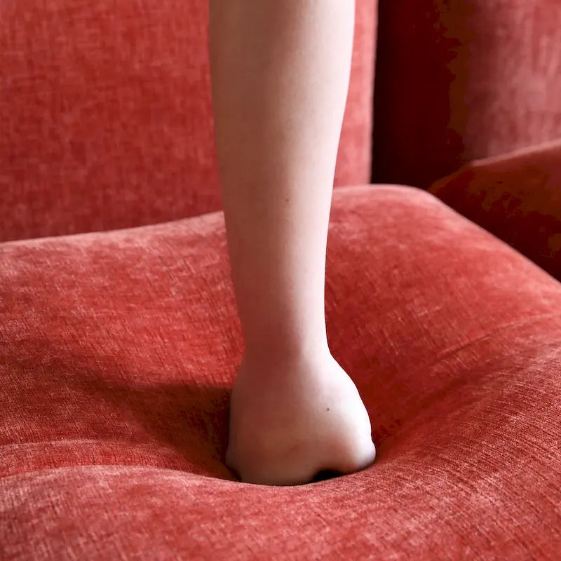 Canapé d'angle modulaire en chenille 104 cm, style moderne, semi-ferme, avec pouf