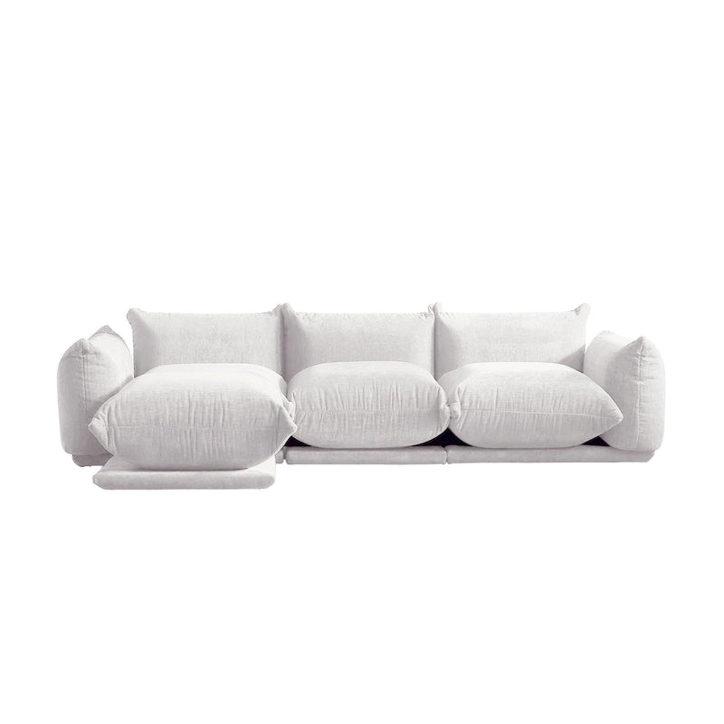 Canapé d'angle modulaire en chenille 104 cm, style moderne, semi-ferme, avec pouf