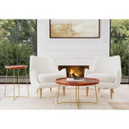 Table d'appoint ronde en fer doré et bois naturel par East at Main