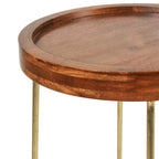 Table d'appoint ronde en fer doré et bois naturel par East at Main