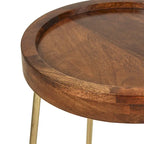 Table d'appoint ronde en fer doré et bois naturel par East at Main