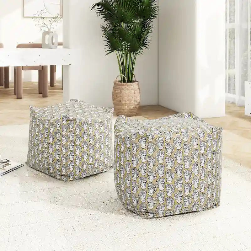 Pouf 23 Luxe Surdimensionné Broderie Pouf Cube Ottoman
