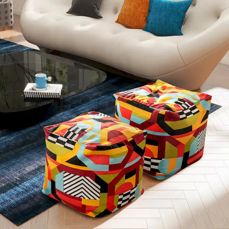 Pouf 23 Luxe Surdimensionné Broderie Pouf Cube Ottoman