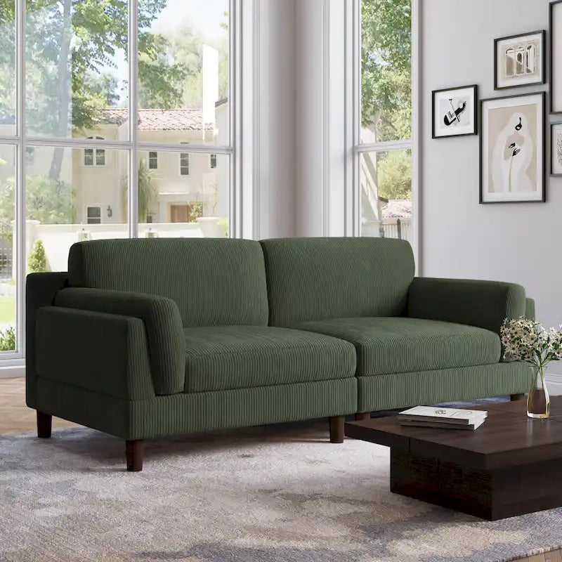 Canapé 2 places en velours côtelé de 90,2 cm de large.