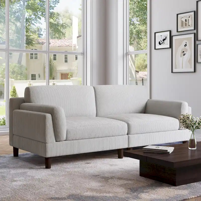 Canapé 2 places en velours côtelé de 90,2 cm de large.