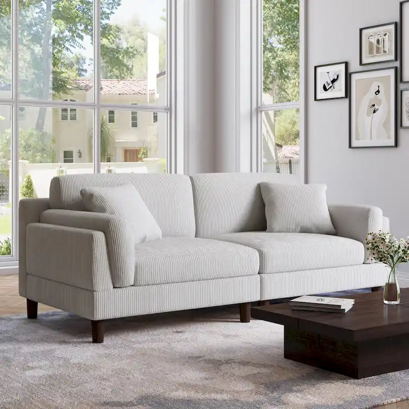 Canapé 2 places en velours côtelé de 90,2 cm de large.