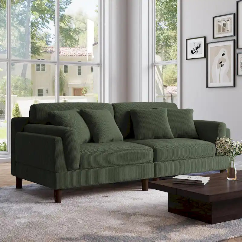 90.2W Corduroy Upholstered 2 Seater Living Room Sofa