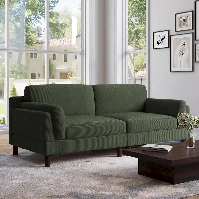 Canapé 2 places en velours côtelé de 90,2 cm de large.