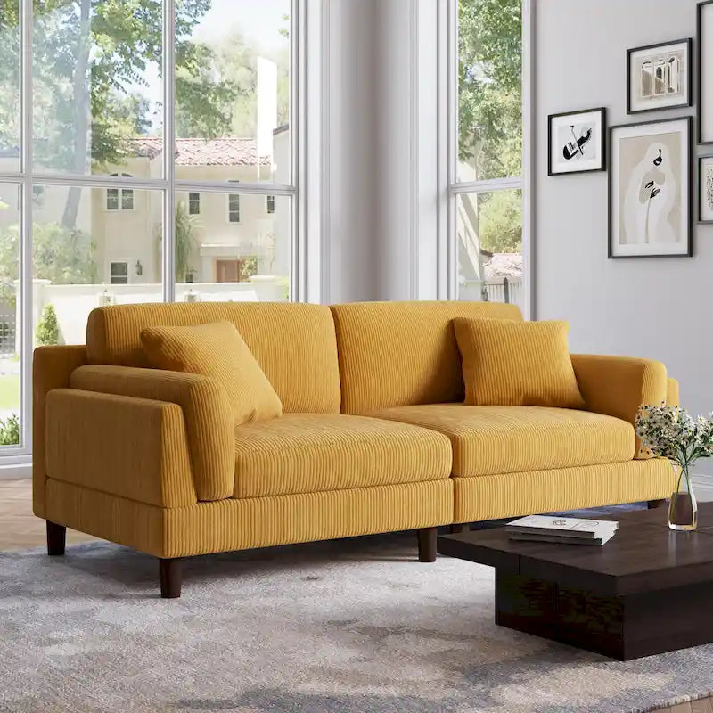 Canapé 2 places en velours côtelé de 90,2 cm de large.